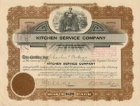 Kitchen Service Co. - Arizona Stock Certificate